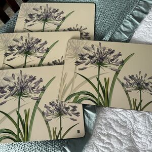 Pimpernel~ African Lily - Art For The Table-Cork Backed Placemats 12x16"Set of 4